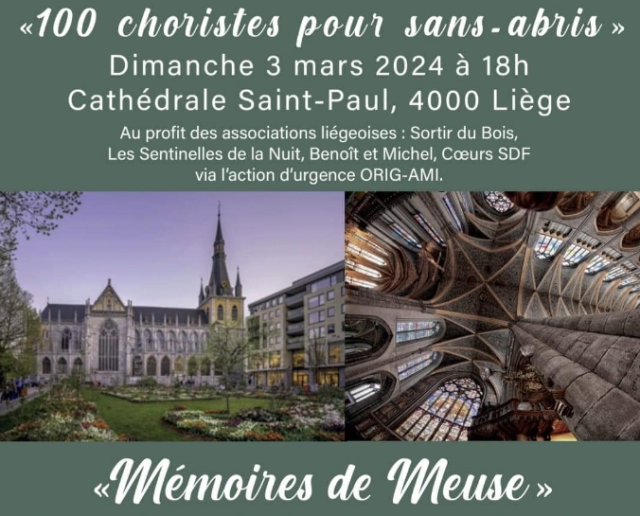 "Mémoires de Meuse" : un concert spectacle le 3 mars au bénéfice des sans-abris