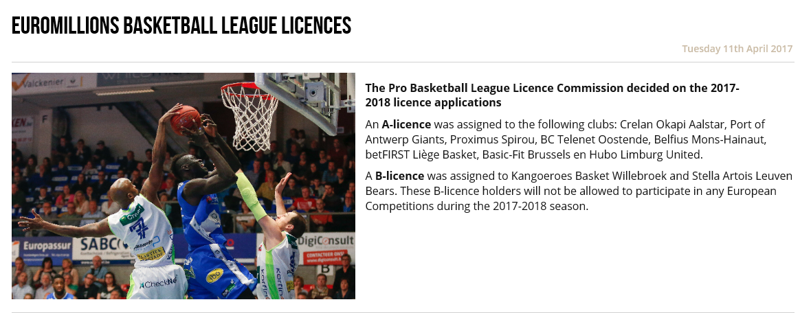 liege basket licence
